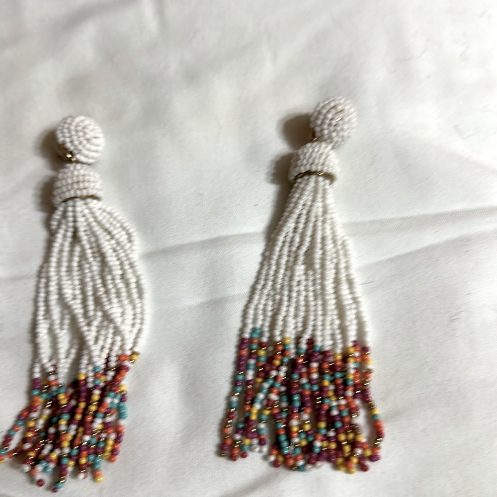 Beaded earrings but with seed beads pierced ears